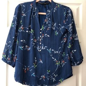 Silky Blue White House Black Market Blouse